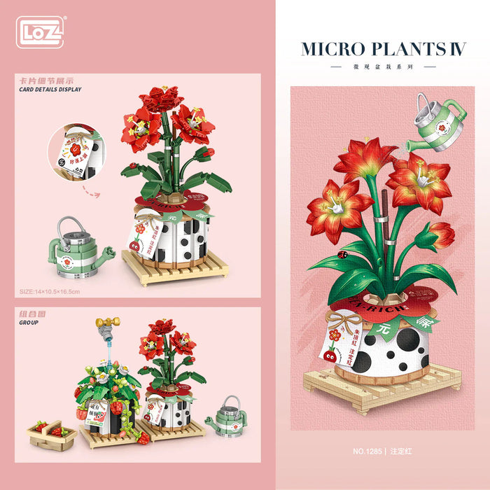 LOZ Micro Plants Eternal Flowers Red Potted Plant