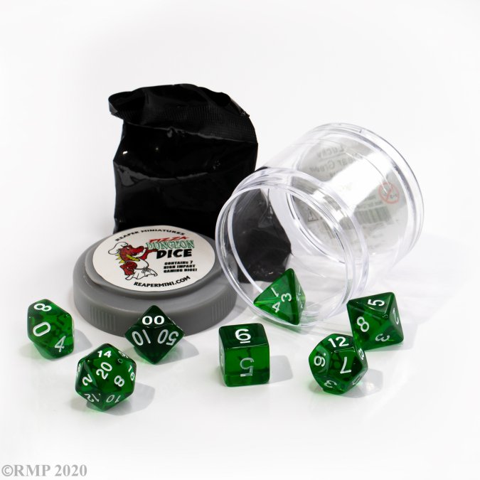 Reaper: Pizza Lucky Clear Green Dice