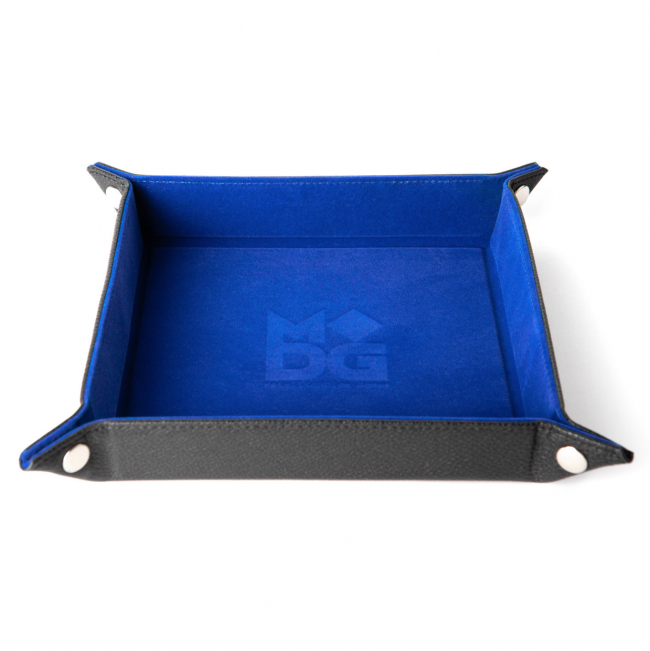 MDG Fold up Velvet Dice Tray w/ PU Leather Backing Blue