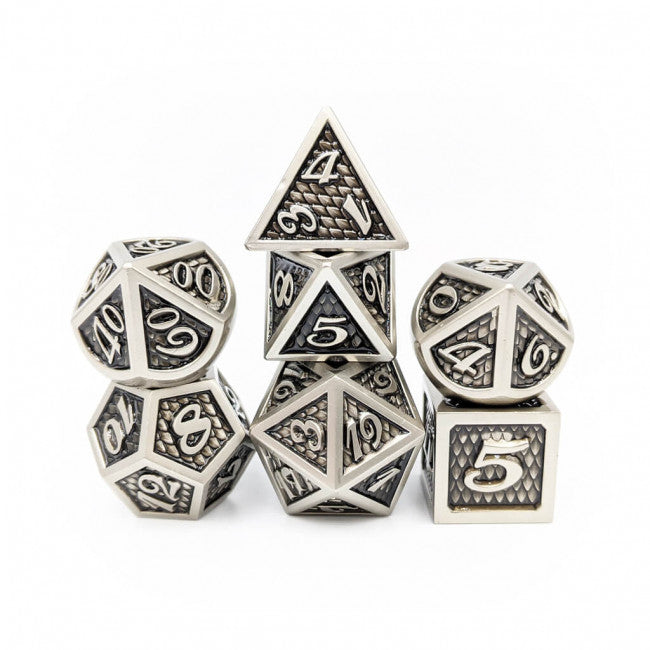 Metal Dice Dragonscale Silver