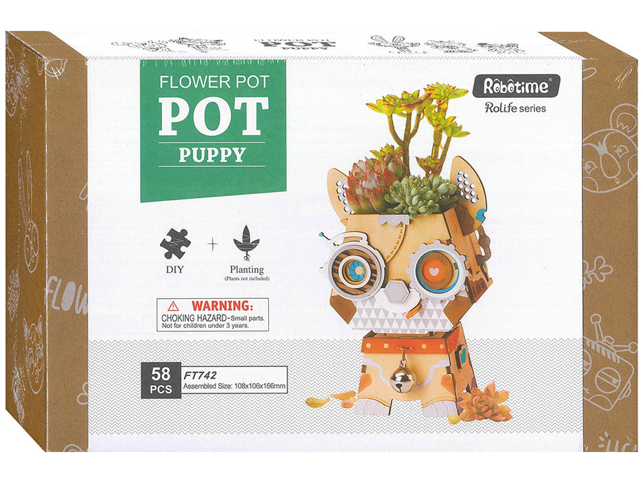 Robotime 3D Wooden Puzzle Flower Pot Puppy