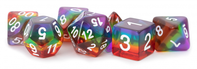 MDG 16mm Resin Polyhedral Dice Set: Translucent Rainbow