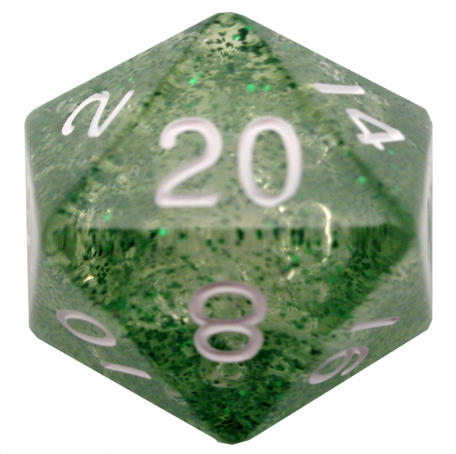 MDG 35mm Mega Acrylic d20: Ethereal Green with White Numbers