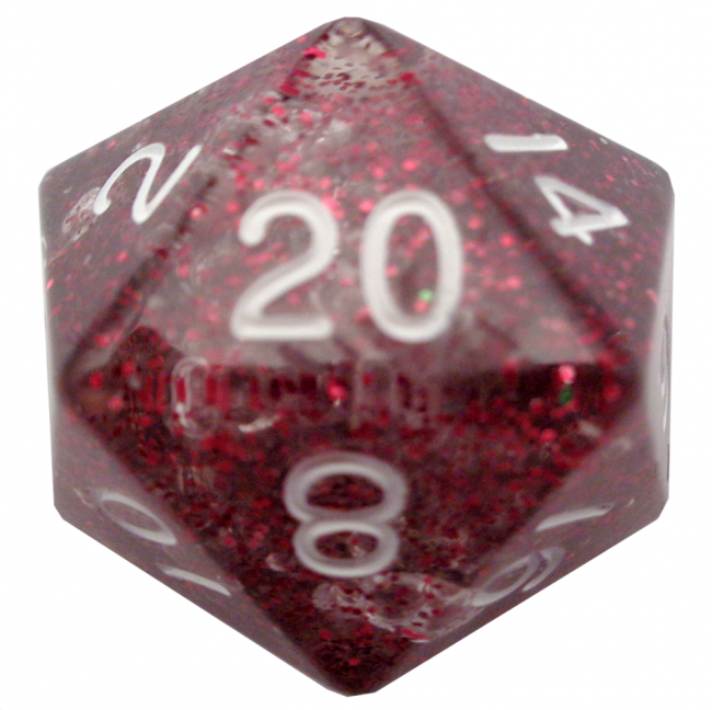 MDG 35mm Mega Acrylic d20: Ethereal Light Purple with White Numbers