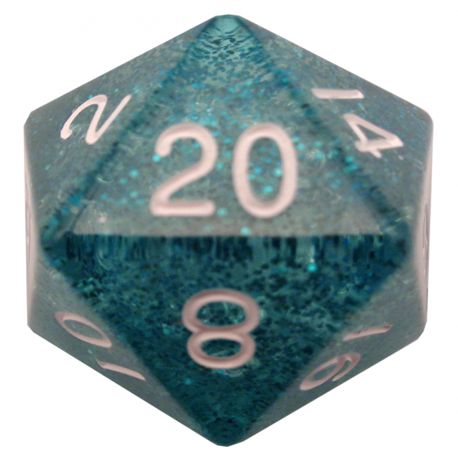 MDG 35mm Mega Acrylic d20: Ethereal Light Blue with White Numbers